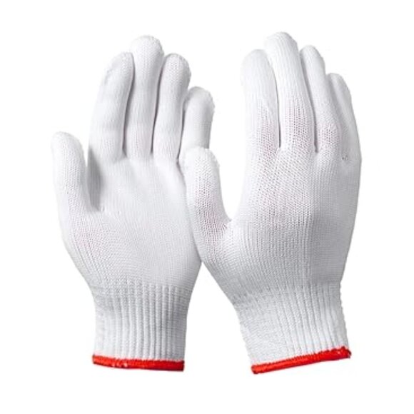 PAKNADA Cotton Work Gloves 12Pairs Breathable Knit Safety Gloves Red Cuff DIY - Picture 9 of 12